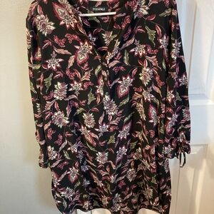 Roz & Ali Black Floral Women's Top Size XL